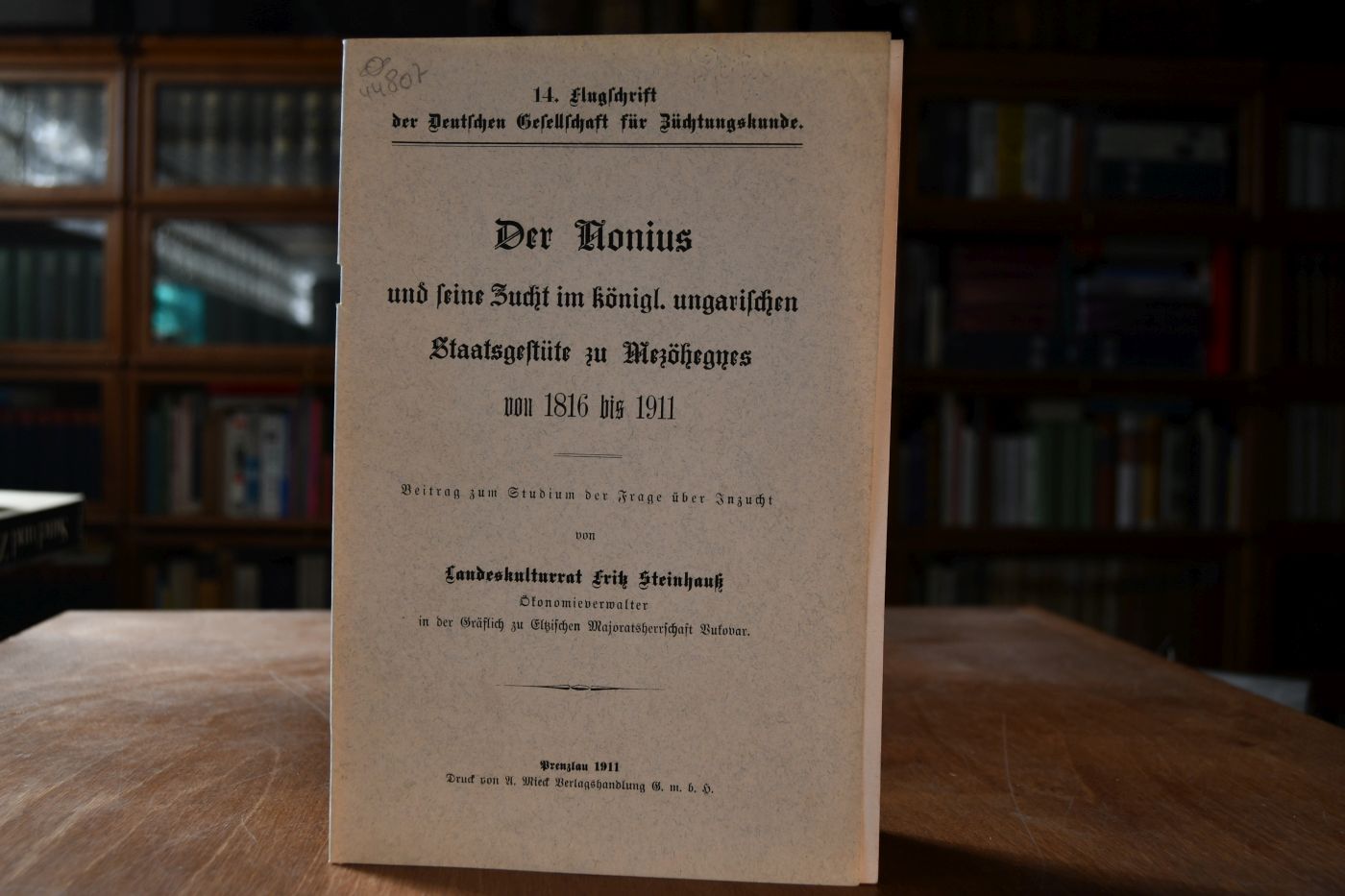 Der Nonius und seine Zucht im königl. ungarischen Staatsgestüte zu Mezöhegnes von 1816 bis 1911. Beitrag zum Studium der Frage über Inzucht