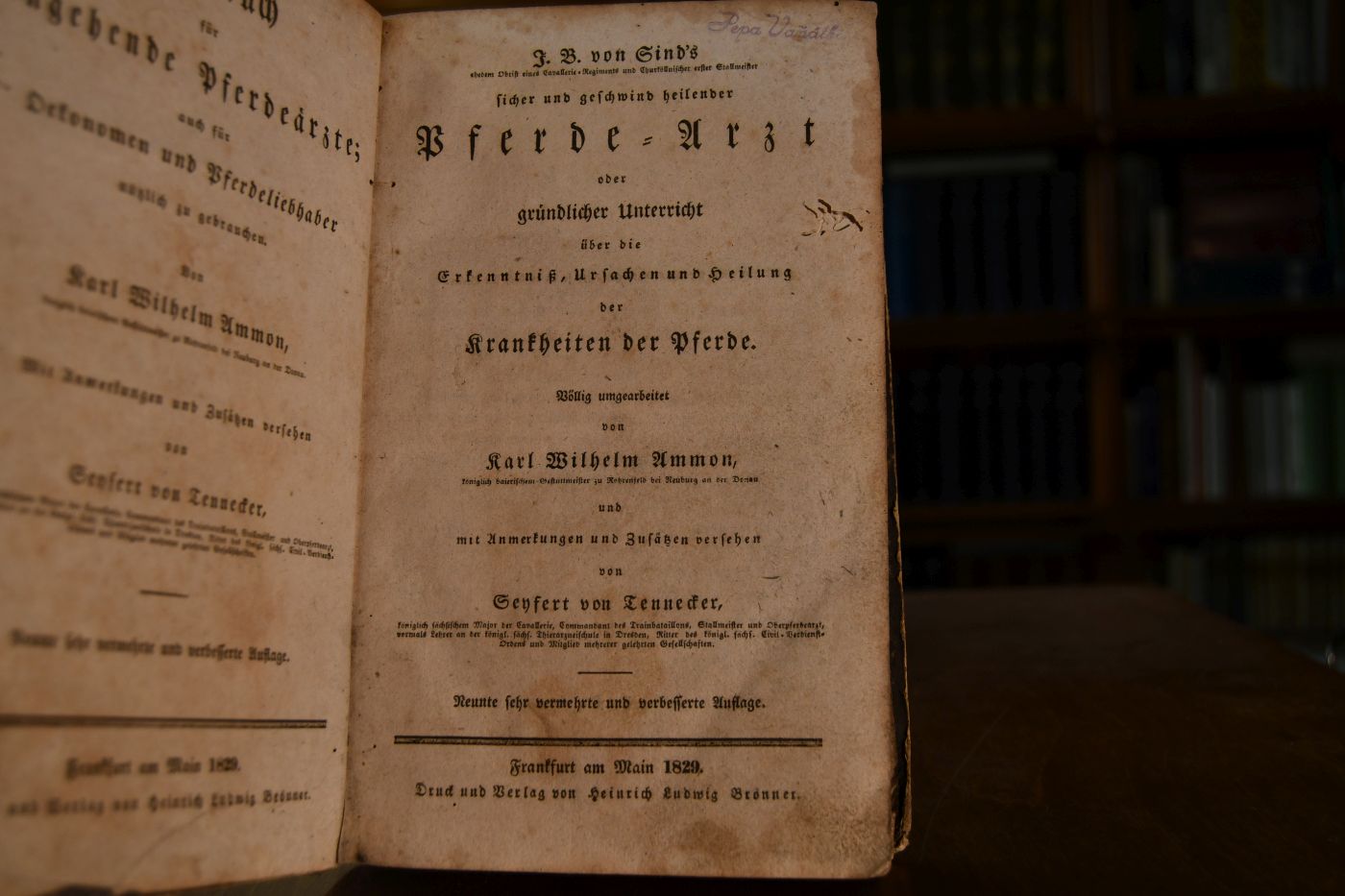 J. B. von Sind`s sicher und geschwind heilender Pferde-Arzt oder gründlicher Unterricht über die Erkenntniß, Ursachen und Heilung der Krankheiten der Pferde.