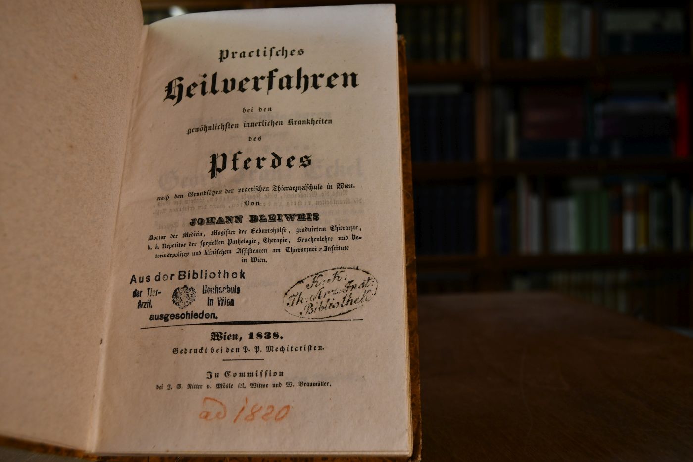 Practisches Heilverfahren bei den gewöhnlichsten innerlichen Krankheiten des Pferdes nach den Grundsätzen der practischen Thierarzneischulen in Wien.