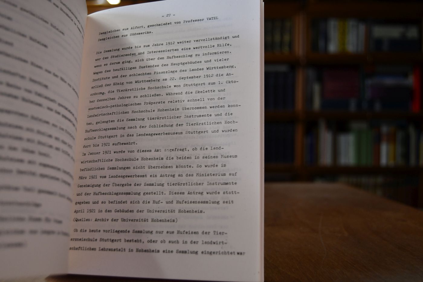 Die Huf- und Hufeisensammlung des Instituts für Tiermedizin und Tierhygiene mit Tierklinik der Universität Hohenheim, zugleich ein Rückblick auf die historische Entwicklung des Hufeisens.