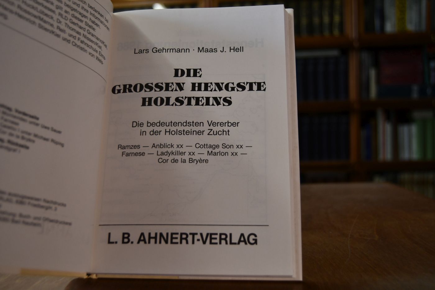 Die grossen Hengste Holsteins. Die bedeutendsten Vererber in der Holsteiner Zucht. Ramzes, Anblick xx, Cottage Son xx, Farnese, Ladykiller xx, Marlon xx, Cor de la Bryère.