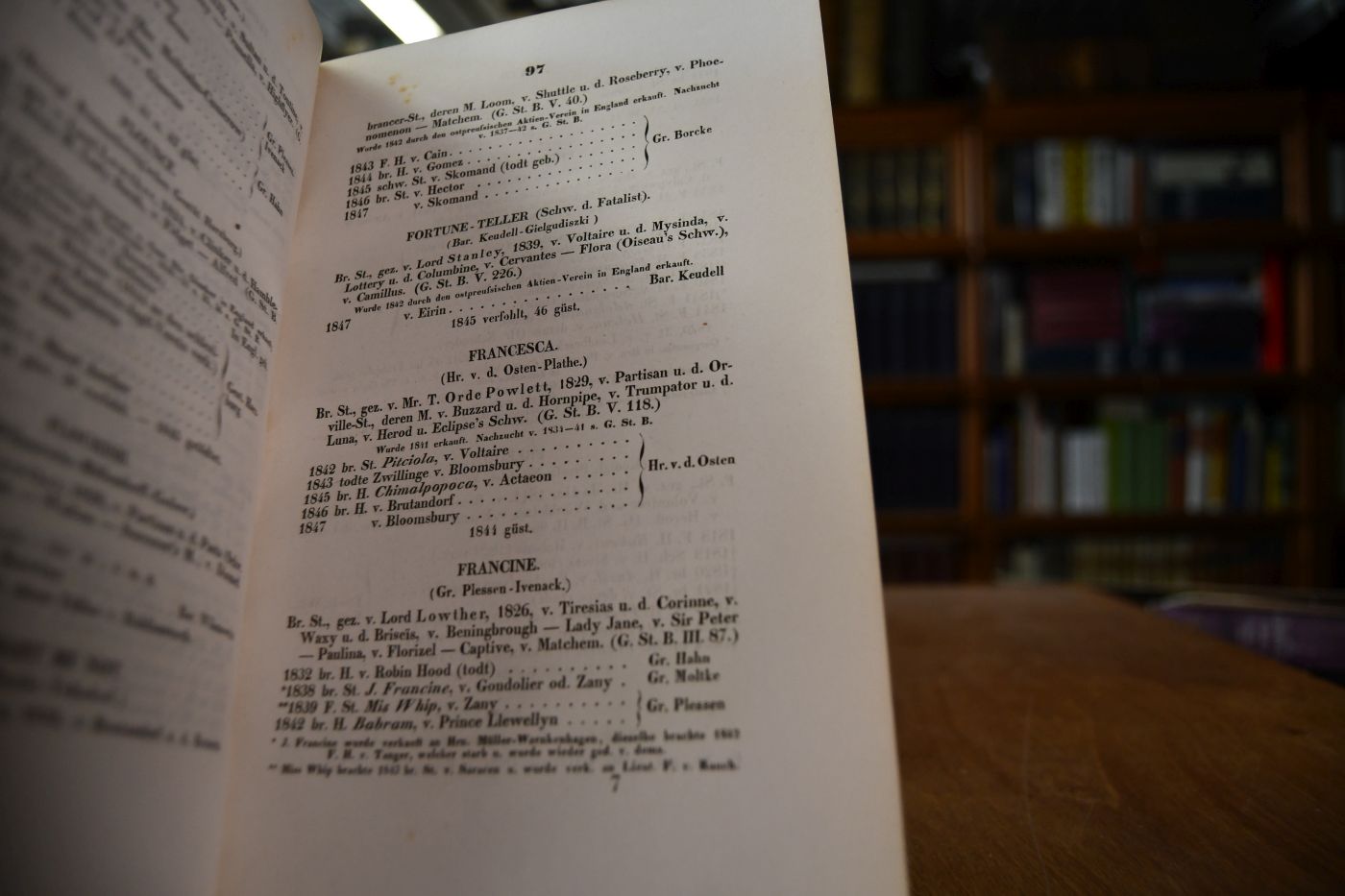 Allgemeines Gestüt-Buch. Ein Verzeichniss der Vollblut-Pferde nebst ihrer Abstammung, welche sich in allen deutschen Staaten, sowie den nicht zum deutschen Bunde gehörigen Landestheilen der preußischen und dänischen Monarchie, desgleichen in Ungarn und seinen Nebenländern, in Siebenbürgen und Galizien befinden. Bd. I.