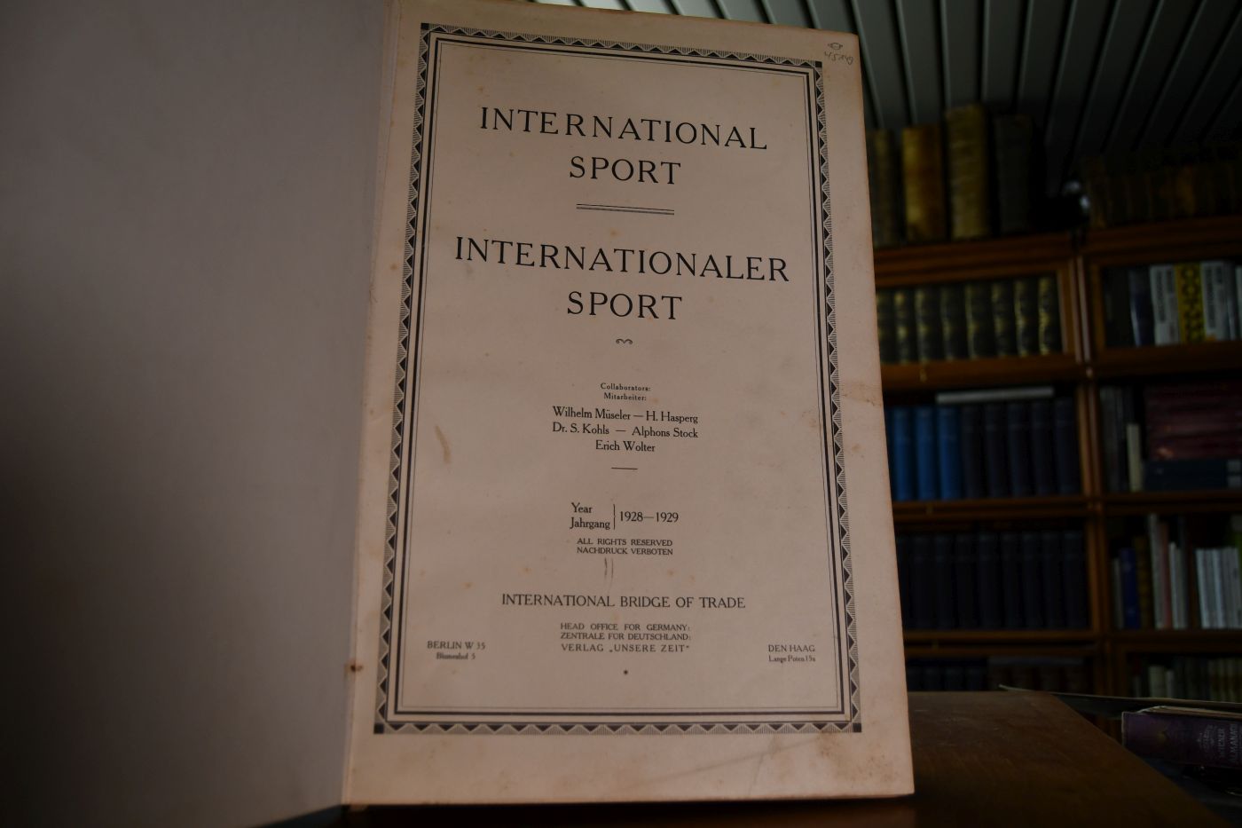 International Sport. Internationaler Sport. Jahrgang 1928-1929.