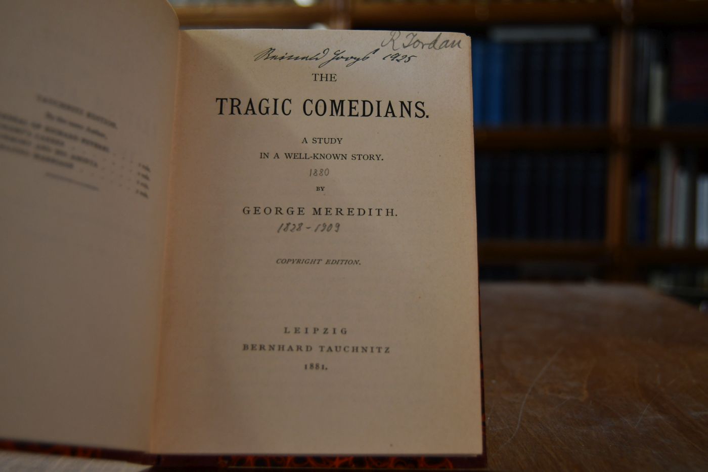 The tragic Comedians. A Study in a well-known story.