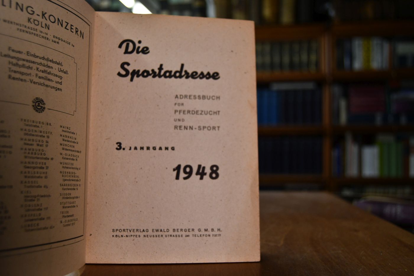 Die Sport-Adresse 1948. Adressbuch für Pferdezucht und Rennsport. 3. Jahrgang 1948.