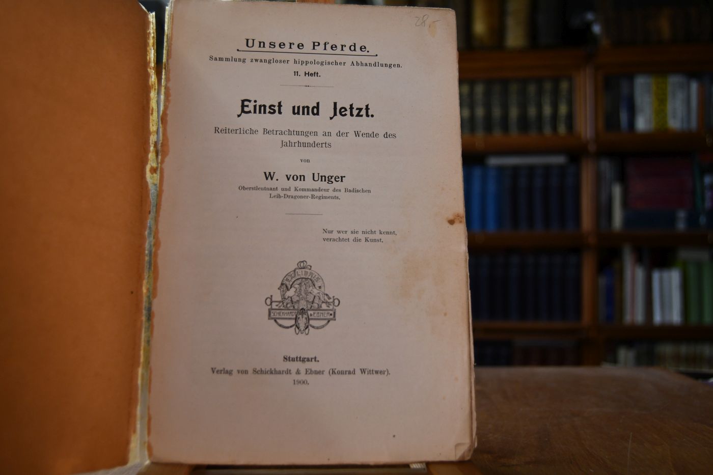 "Einst und Jetzt". Reiterliche Betrachtungen an der Wende des Jahrhunderts.