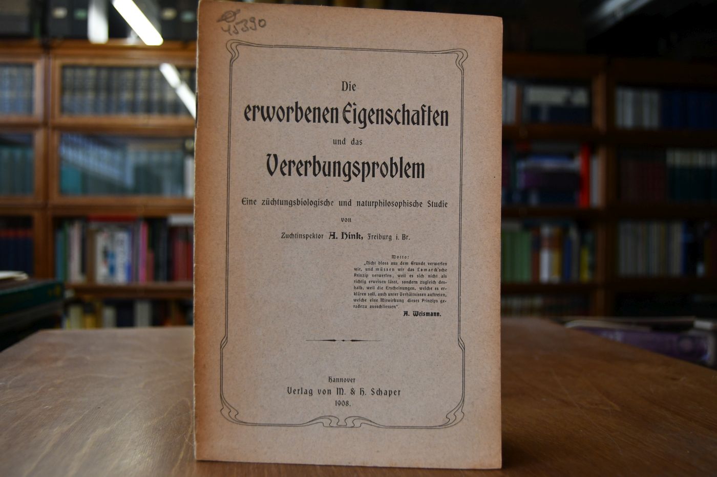 Die erworbenen Eigenschaften und das Vererbungsproblem. Eine züchtungsbiologische und naturphilosophische Studie.