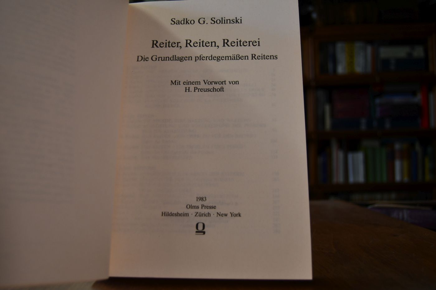 Reiter, Reiten, Reiterei. Die Grundlagen pferdegemässen Reitens.