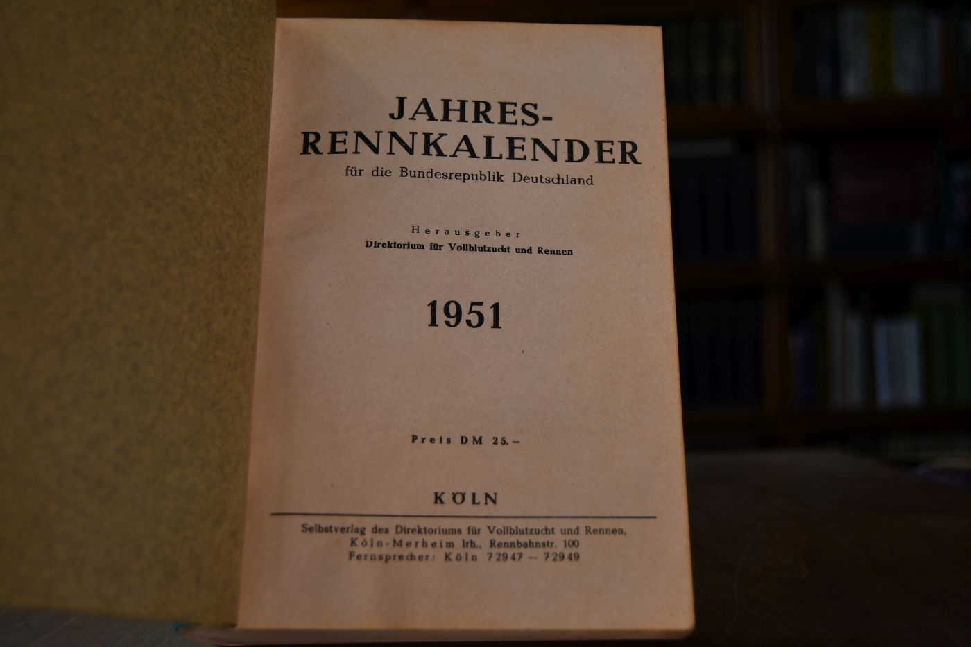 Jahresrennkalender für die Bundesrepublik Deutschland 1951.