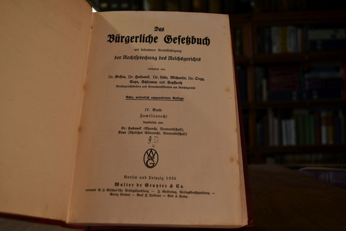 Das Bürgerliche Gesetzbuch mit besonderer Berücksichtigung der Rechtsprechung des Reichsgerichts. IV. Band Familienrecht.