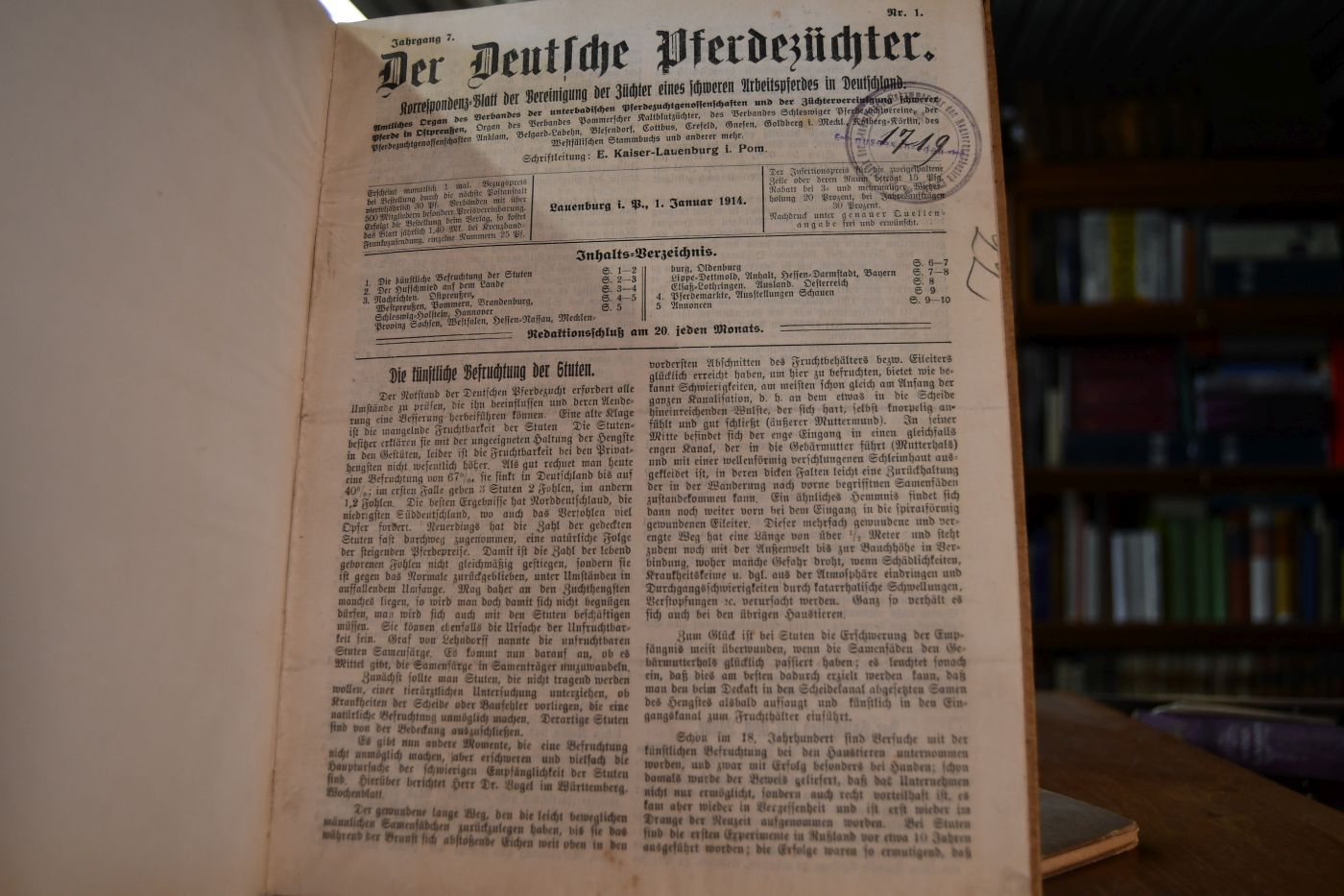Der Deutsche Pferdezüchter. Korrespondenz-Blatt der Vereinigung der Züchter eines schweren Arbeitspferdes in Deutschland. Amtliches Organ des Verbandes der unterbadischen Pferdezuchtgenossenschaften und der Züchtervereinigung schwerer Pferde in Ostpreußen. Jahrgänge 6 + 7 (1913, 1914).