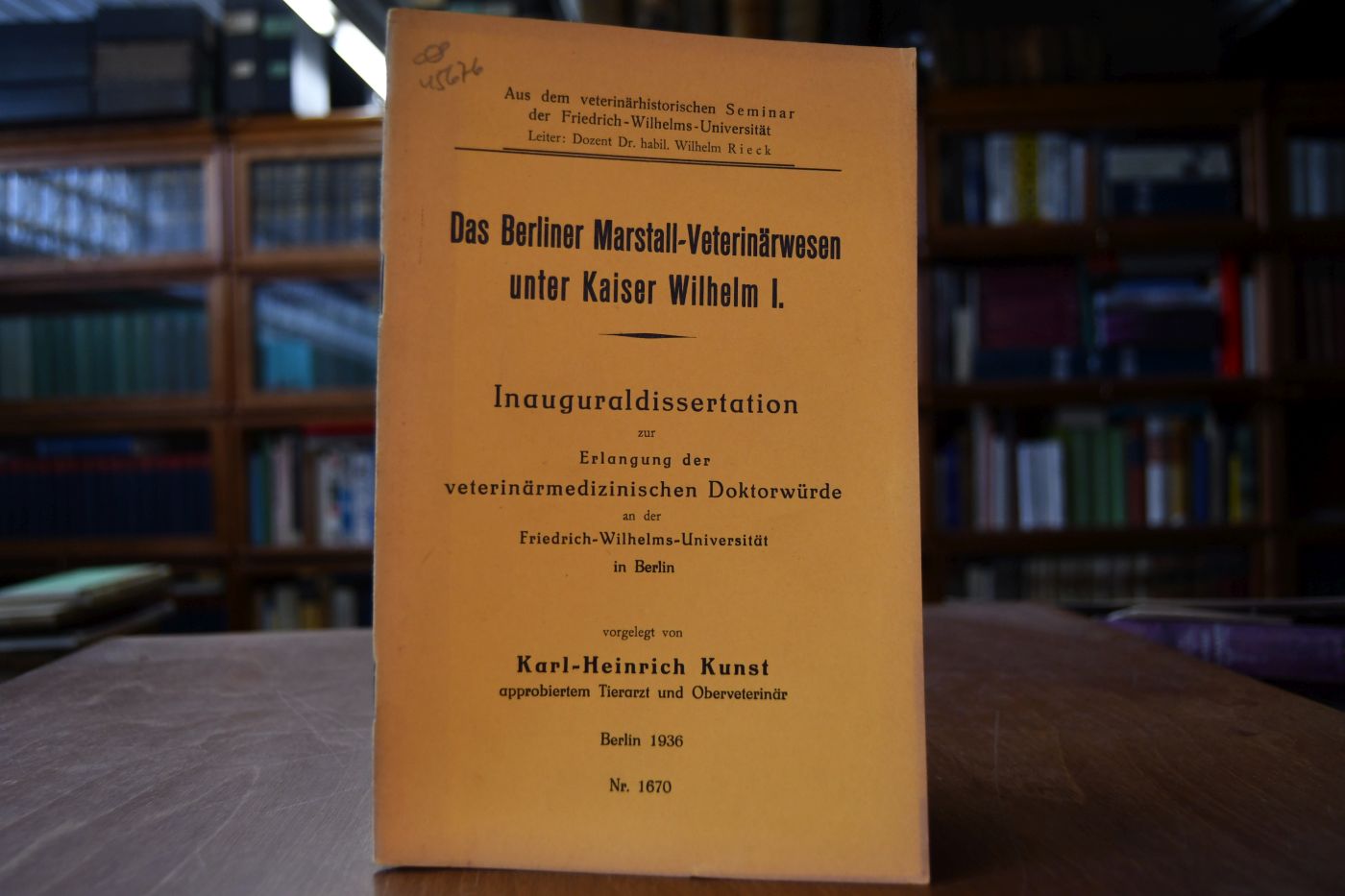 Das Berliner Marstall-Veterinärwesen unter Kaiser Wilhelm I.