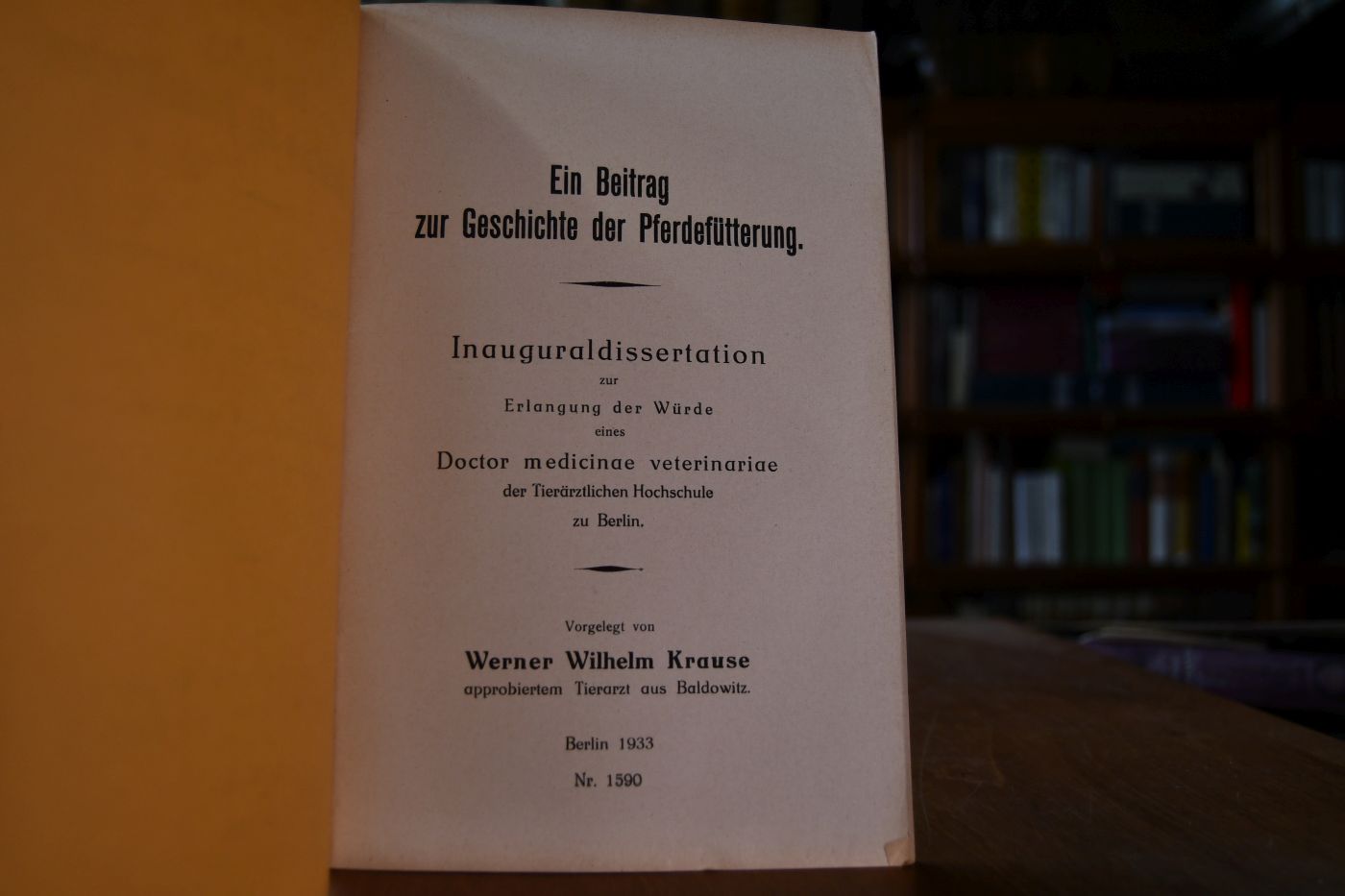 Ein Beitrag zur Geschichte der Pferdefütterung.
