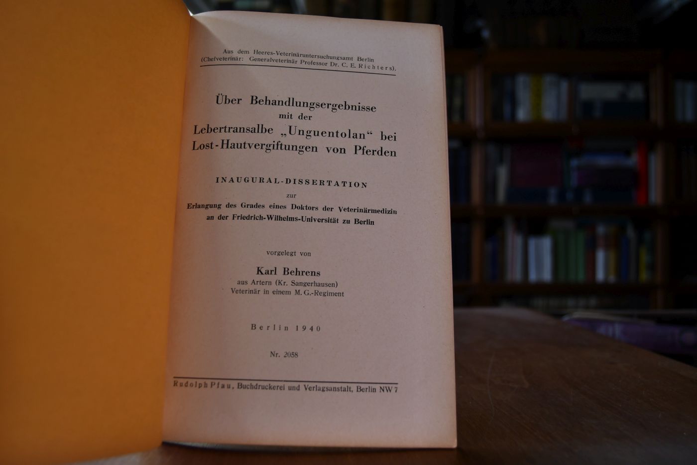 Über die Behandlungsergebnisse mit der Lebertransalbe "Unguentolan" bei Lost-Hautvergiftungen von Pferden.