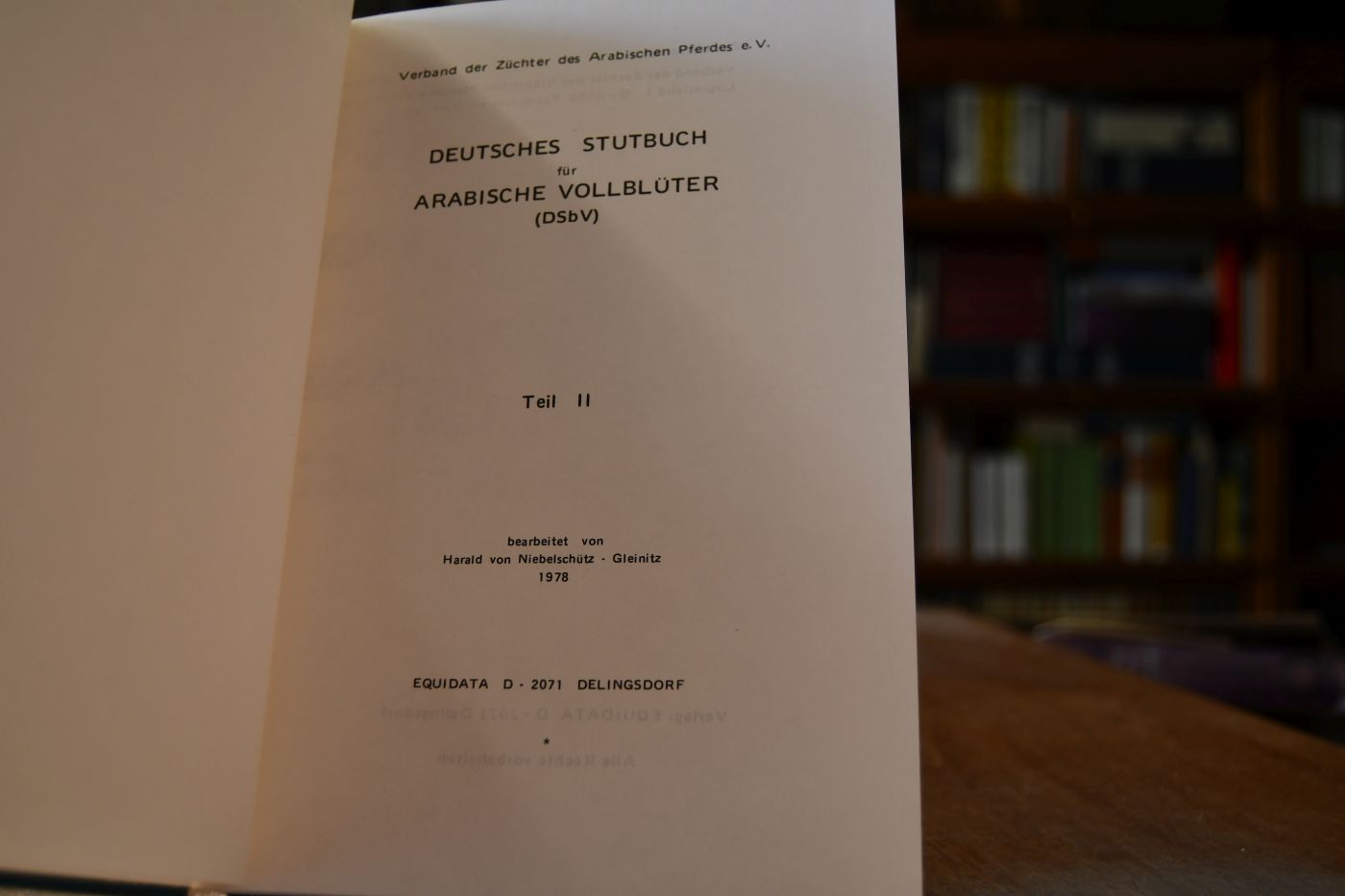 Deutsches Stutbuch für Arabische Vollblüter (DSbV) Teil II.