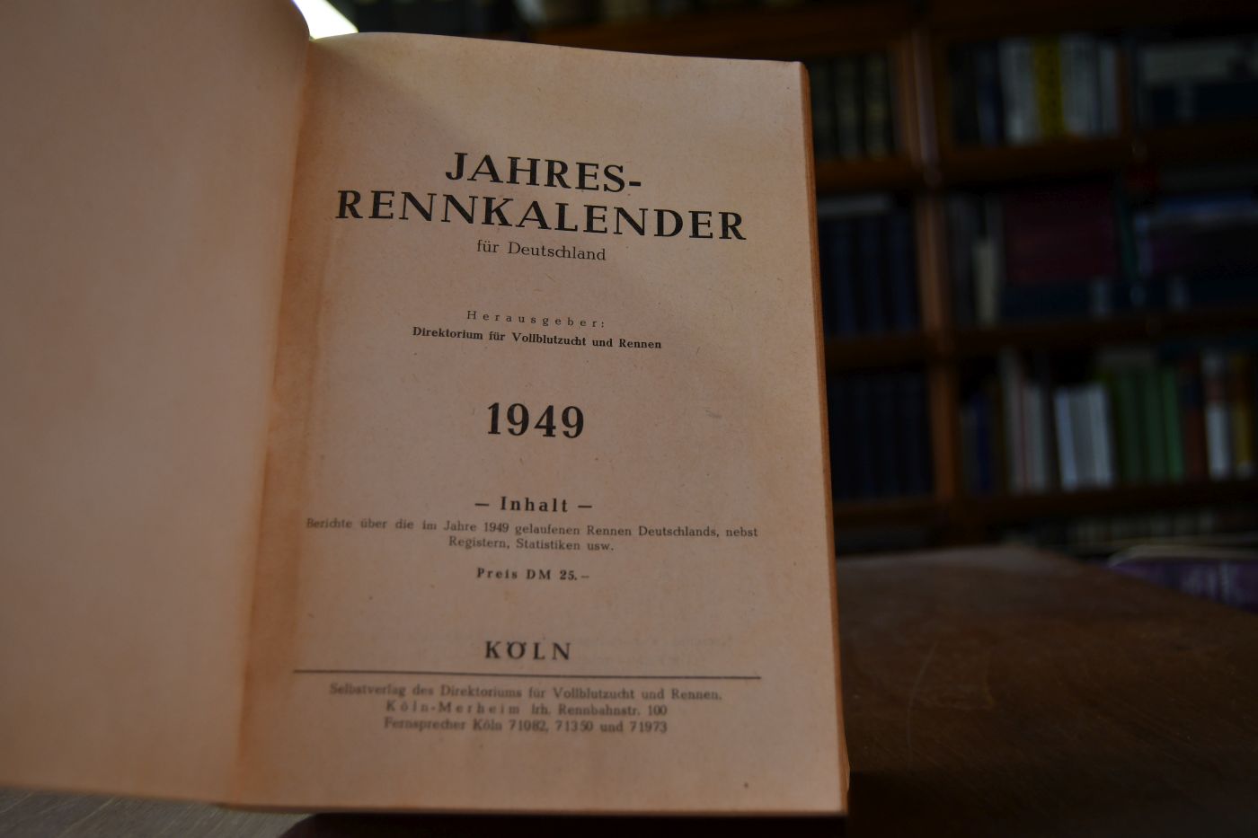 Jahres-Rennkalender für Deutschland 1949.
