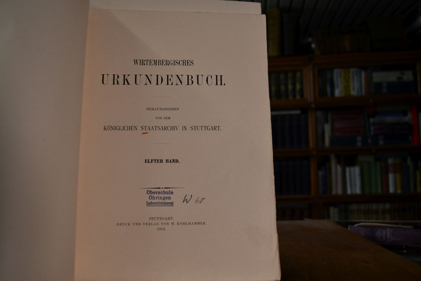 Württembergisches Urkundenbuch 11. Band apart.
