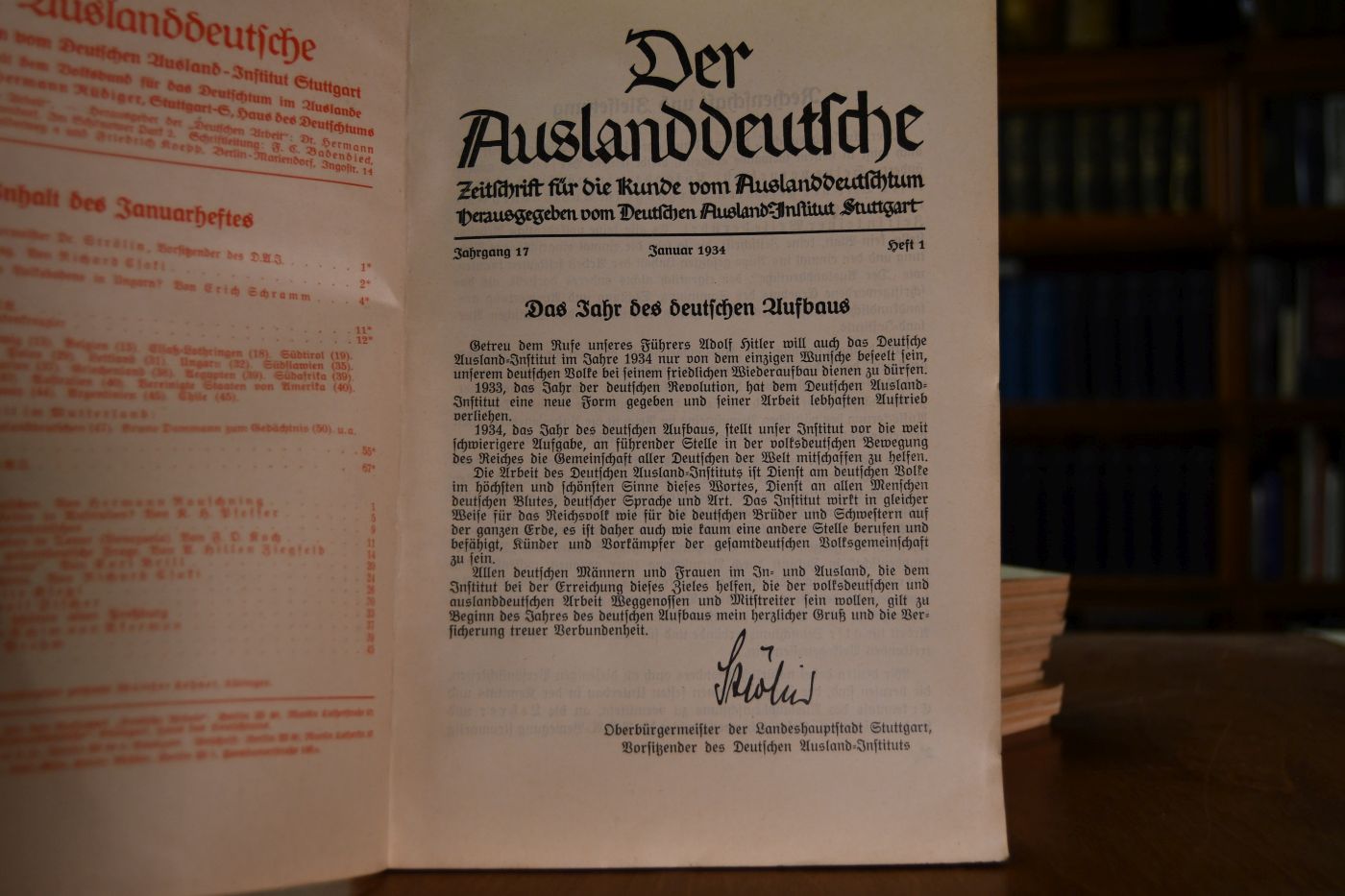 Der Auslandsdeutsche. Zeitschrift für die Kunde vom Auslandsdeutschtum. Jahrgang 1934 in 12 Einzelheften.