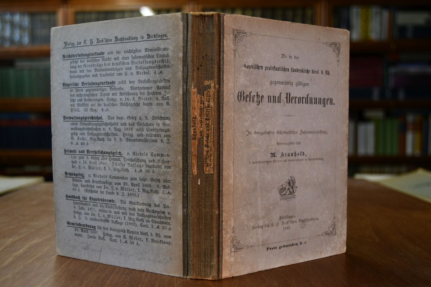 Die in der bayerischen protestantischen Landeskirche dies. d. Rh. gegenwärtig giltigen Gesetze und Verordnungen.