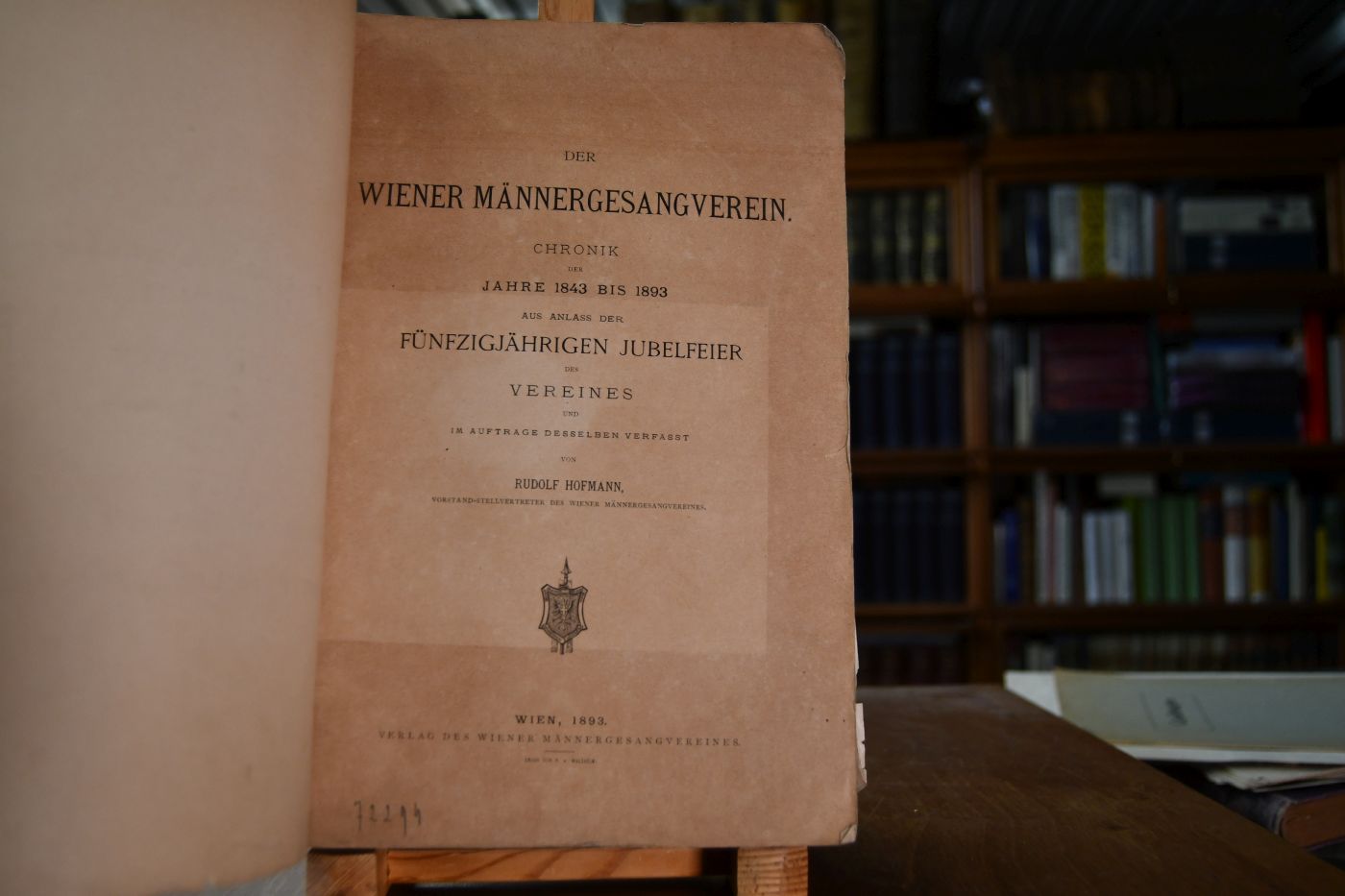 Der Wiener Männergesangverein, Chronik der Jahre 1843 bis 1893 aus Anlaß der fünfzigjährigen Jubelfeier des Vereines