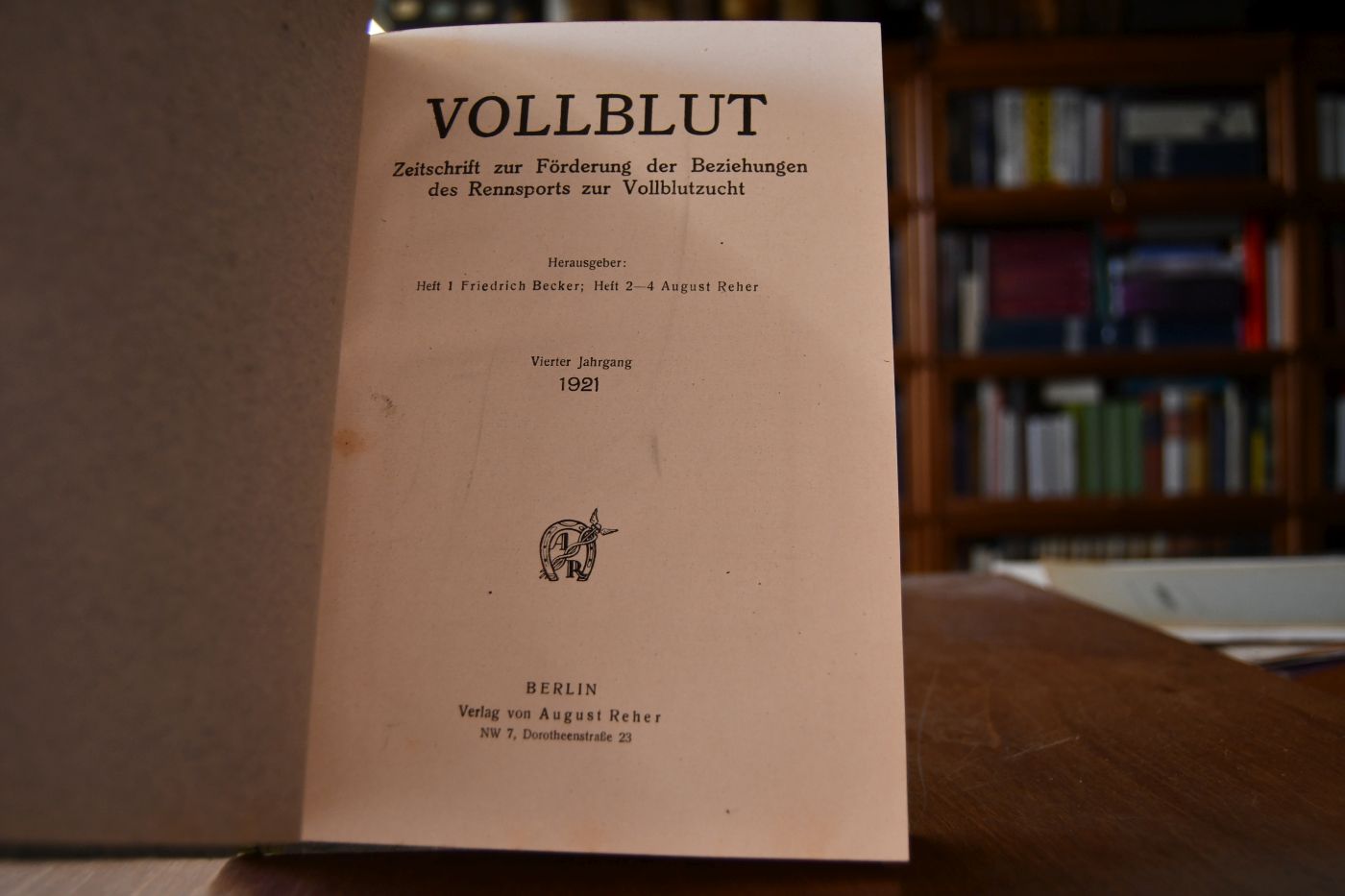 Vollblut. Zeitschrift zur Förderung der Beziehungen des Rennsports zur Vollblutzucht. 4. Jahrgang 1922.