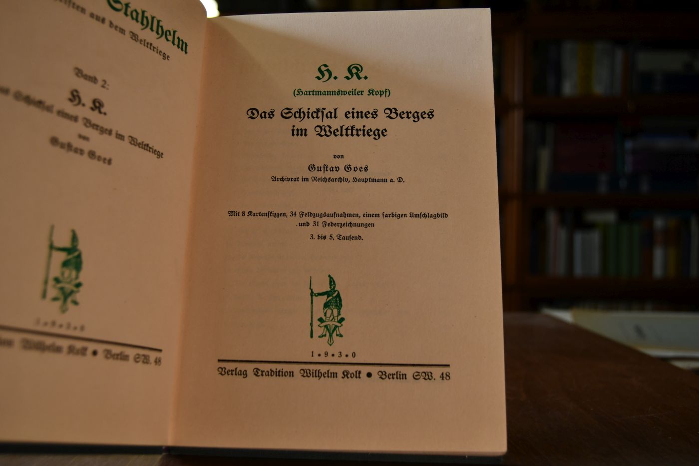 H.K. (Hartmannsweiler Kopf). Das Schicksal eines Berges im Weltkriege.