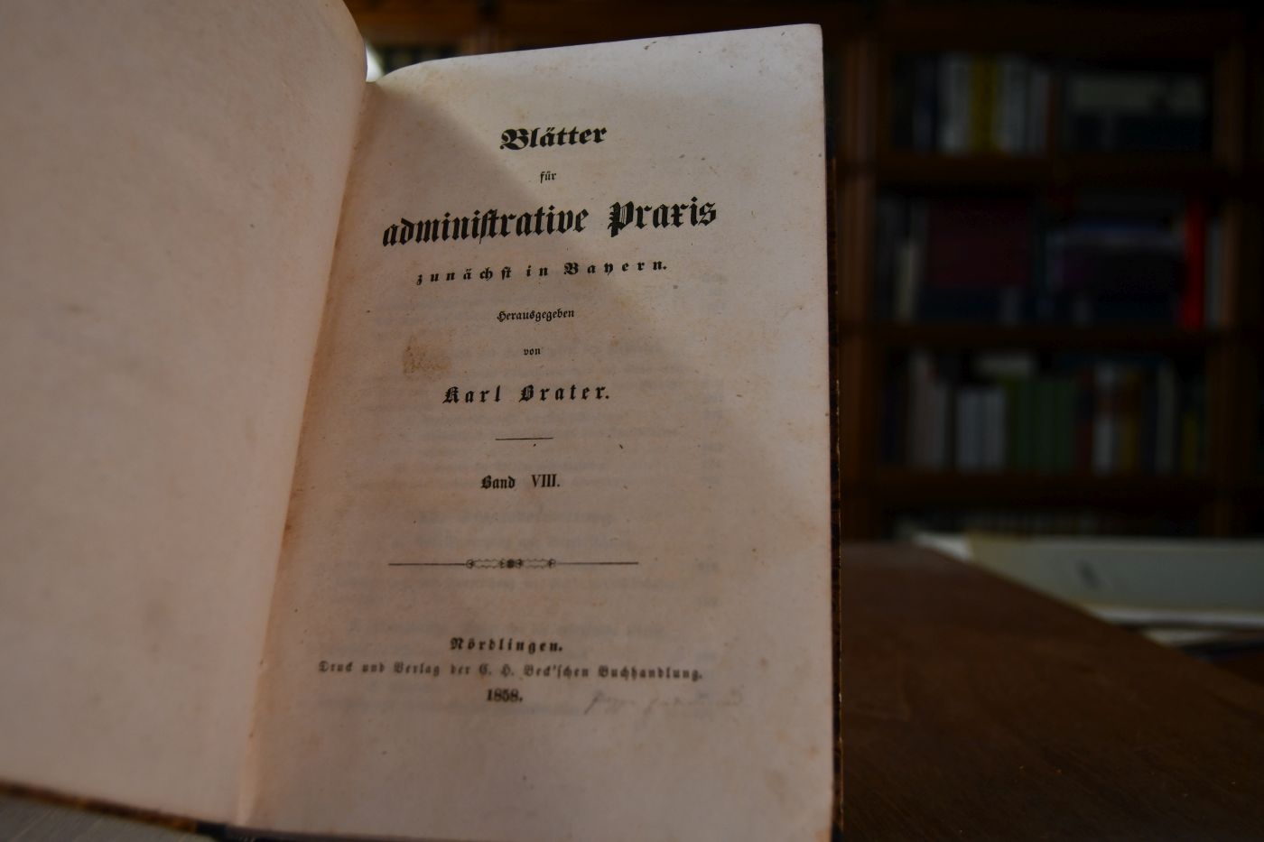 Blätter für administrative Praxis zunächst in Bayern. 8. Bd.